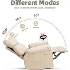 Fauteuil inclinable pivotant et basculant en cuir PU DobleePy de 21,26 pouces, base ronde pivotante à 360°, fonction massage et chauffage, canapé simple pour salon