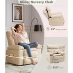 Fauteuil inclinable pivotant et basculant en cuir PU DobleePy de 21,26 pouces, base ronde pivotante à 360°, fonction massage et chauffage, canapé simple pour salon