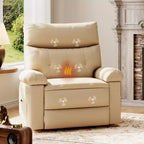 DobleePy 21.26 Inch PU Leather Swivel Rocker Recliner, 360 Swivel Round Base, Massage & Heat Function, Single Sofa for Living Room