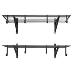 VEVOR 2-Tier Wall Garage Shelving, 2 x 4 ft Steel Wall Mounted Shelving Unit with Hooks, 24 x 48 Inch Per Shelf, 520 lbs Total Weight Capacity, Black
