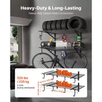 VEVOR Étagère murale de garage à 2 niveaux, Unité d'étagères murales en acier de 61 x 122 cm avec crochets, 61 x 122 cm par étagère, Capacité de poids totale de 236 kg, Noire