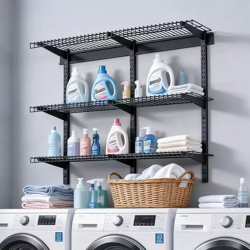 VEVOR Étagère de garage murale à 3 niveaux, unité de rangement murale en acier de 0,9 x 3 pi, 11 x 36 po par étagère, capacité de charge totale de 450 lb, noir