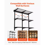 VEVOR Étagère de garage murale à 3 niveaux, unité de rangement murale en acier de 0,9 x 3 pi, 11 x 36 po par étagère, capacité de charge totale de 450 lb, noir