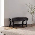 Banc eHemco en bois massif avec étagère de rangement et 4 panneaux, 36x15.25x17.3 pouces, Noir