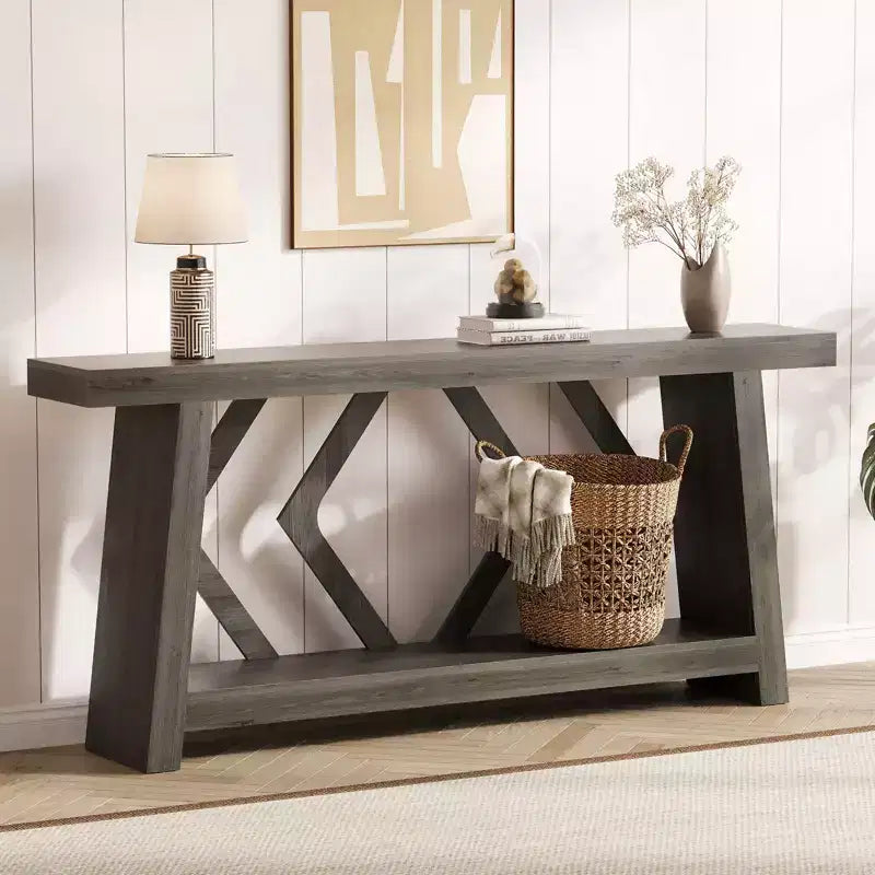 COZONY Table console 70,9" tout en bois, table de canapé étroite extra longue à 2 niveaux pour entrée, couloir, salon