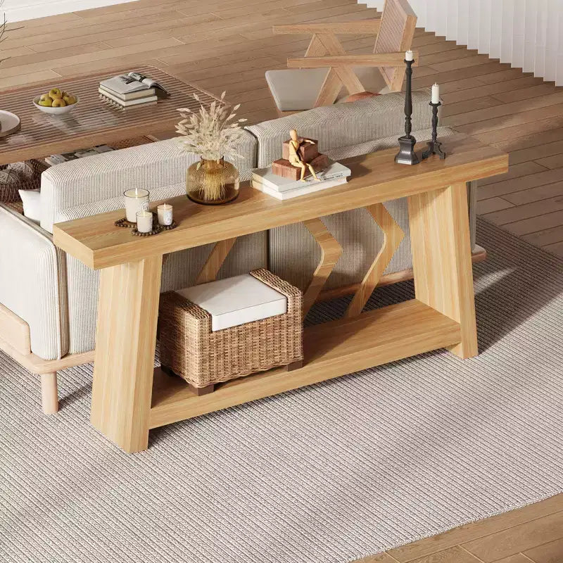 COZONY Table console 70,9" tout en bois, table de canapé étroite extra longue à 2 niveaux pour entrée, couloir, salon