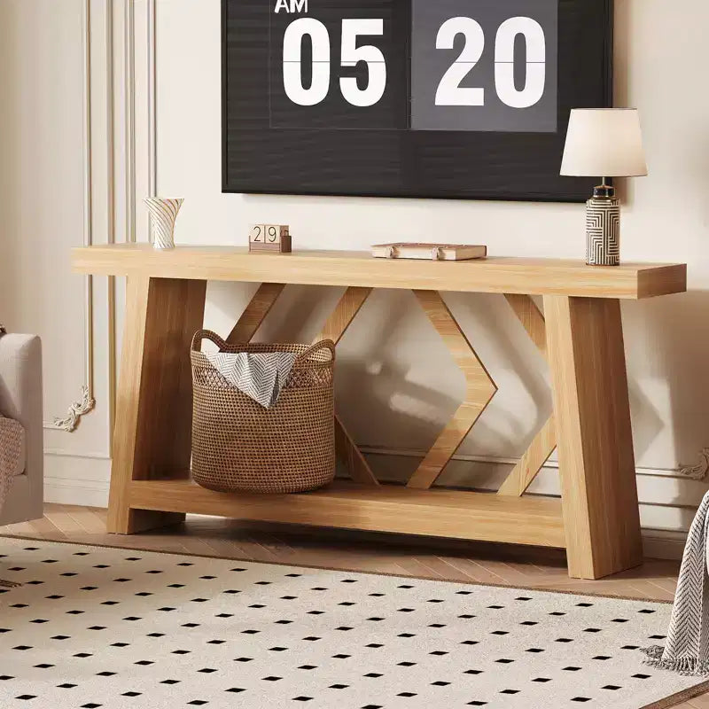 COZONY Table console 70,9" tout en bois, table de canapé étroite extra longue à 2 niveaux pour entrée, couloir, salon