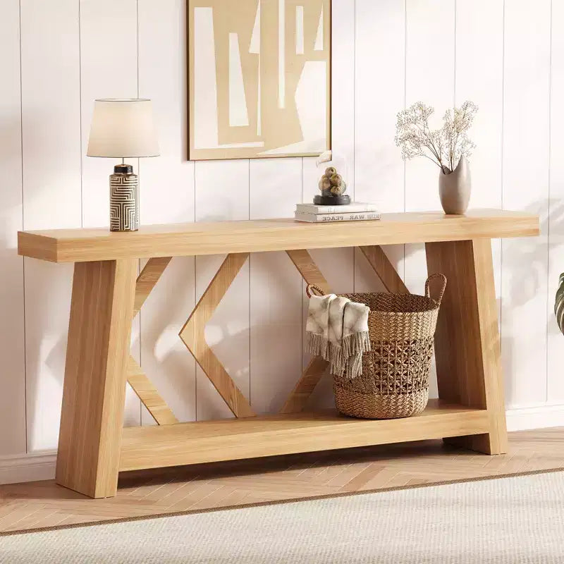 COZONY Table console 70,9" tout en bois, table de canapé étroite extra longue à 2 niveaux pour entrée, couloir, salon