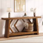 COZONY Table console 70,9" tout en bois, table de canapé étroite extra longue à 2 niveaux pour entrée, couloir, salon