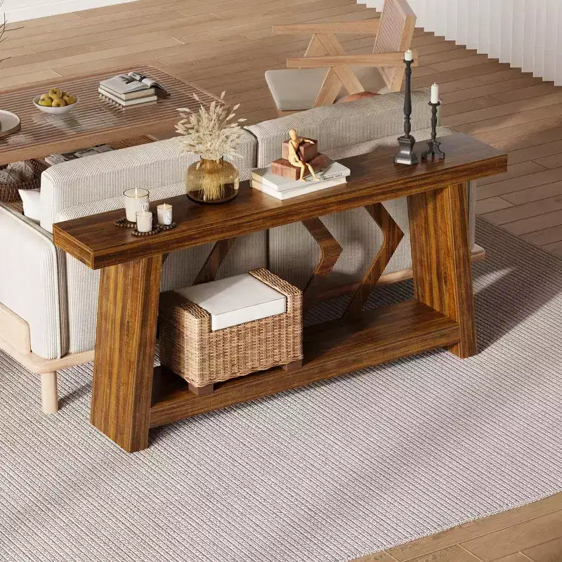 COZONY Table console 70,9" tout en bois, table de canapé étroite extra longue à 2 niveaux pour entrée, couloir, salon