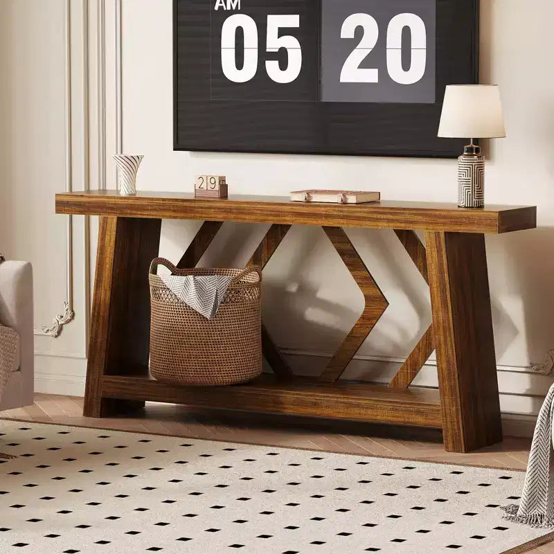 COZONY Table console 70,9" tout en bois, table de canapé étroite extra longue à 2 niveaux pour entrée, couloir, salon