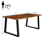 Table à manger rectangulaire en bois d'acacia Costway Meuble rustique intérieur et extérieur