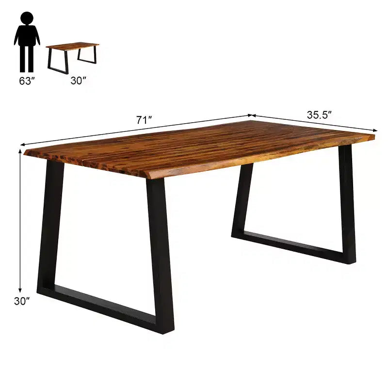 Table à manger rectangulaire en bois d'acacia Costway Meuble rustique intérieur et extérieur