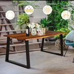Table à manger rectangulaire en bois d'acacia Costway Meuble rustique intérieur et extérieur