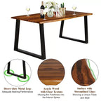 Table à manger rectangulaire en bois d'acacia Costway Meuble rustique intérieur et extérieur