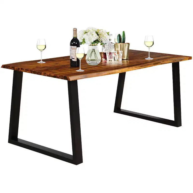 Table à manger rectangulaire en bois d'acacia Costway Meuble rustique intérieur et extérieur