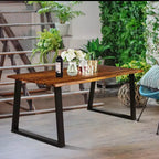 Table à manger rectangulaire en bois d'acacia Costway Meuble rustique intérieur et extérieur