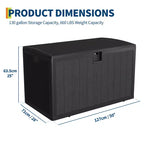 Coffre de rangement de 492 litres, en résine étanche avec couvercle verrouillable, pour coussins de patio, outils de jardin et accessoires de piscine, noir
