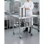 Table de Travail en Acier Inoxydable Robuste avec Roues - Rebord Amovible sur 3 Côtés, Étagère Inférieure Réglable, Station de Préparation Utilitaire pour Restaurant, Cuisine