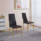 Lot de 4 chaises de salle à manger avec pieds couleur or et assises noires, confortables et durables