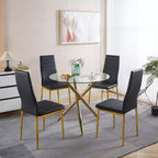 Lot de 4 chaises de salle à manger avec pieds couleur or et assises noires, confortables et durables