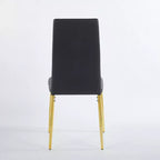 Lot de 4 chaises de salle à manger avec pieds couleur or et assises noires, confortables et durables