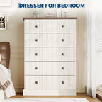 Acekool Commode Haute à 5 Tiroirs pour Chambre, Commode Verticale en Bois avec Base Surélevée