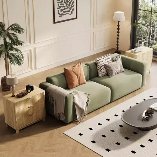 Table de chevet Acekool cannelée avec 3 tiroirs, commode moderne en bois pour chambre, salon, entrée