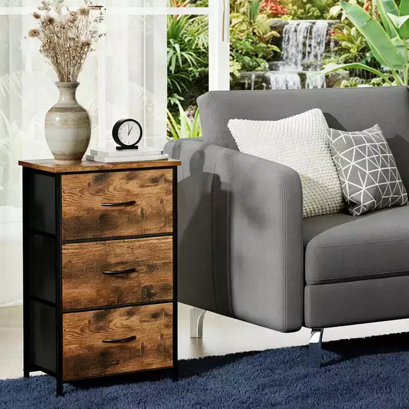 Commode mince à 3 tiroirs Acekool avec bacs en tissu amovibles pour chambre, salon ou entrée