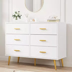 Acekool Commode Moderne en Bois à 6 Tiroirs avec Poignées Dorées pour Chambre à Coucher et Salon