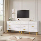 Acekool Commode Moderne en Bois à 6 Tiroirs avec Poignées Dorées pour Chambre à Coucher et Salon