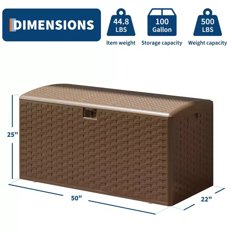 Coffre de rangement étanche et verrouillable en résine, 375 L, pour coussins de terrasse, outils de jardin et accessoires de piscine, intérieur et extérieur