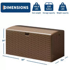 Coffre de rangement étanche et verrouillable en résine, 375 L, pour coussins de terrasse, outils de jardin et accessoires de piscine, intérieur et extérieur