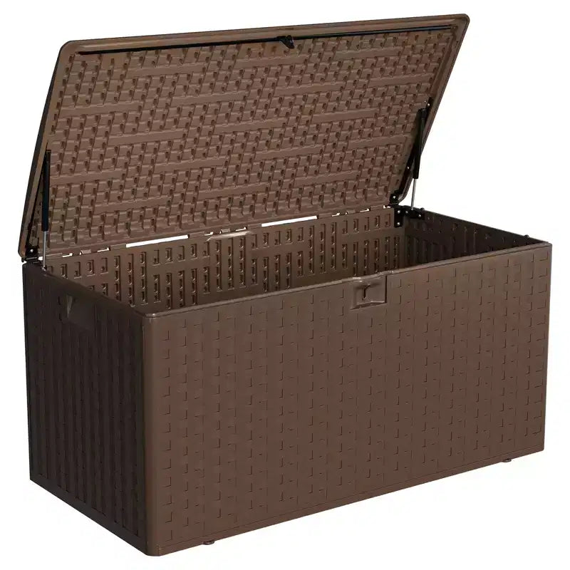 Coffre de rangement étanche et verrouillable en résine, 375 L, pour coussins de terrasse, outils de jardin et accessoires de piscine, intérieur et extérieur