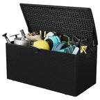 Coffre de rangement étanche et verrouillable en résine, 375 L, pour coussins de terrasse, outils de jardin et accessoires de piscine, intérieur et extérieur