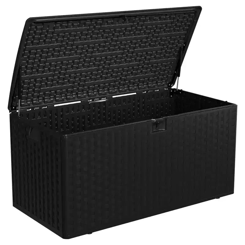 Coffre de rangement étanche et verrouillable en résine, 375 L, pour coussins de terrasse, outils de jardin et accessoires de piscine, intérieur et extérieur