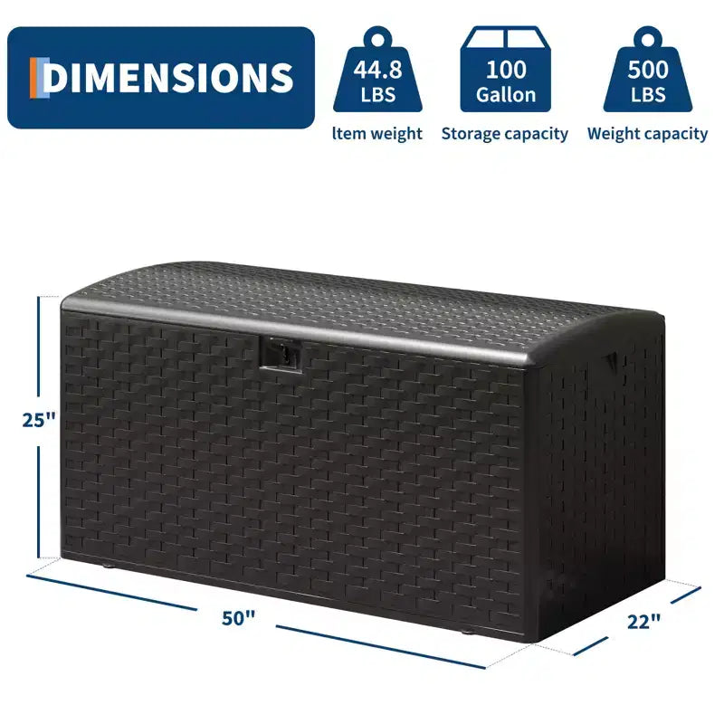 Coffre de rangement étanche et verrouillable en résine, 375 L, pour coussins de terrasse, outils de jardin et accessoires de piscine, intérieur et extérieur