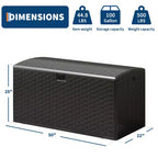 Coffre de rangement étanche et verrouillable en résine, 375 L, pour coussins de terrasse, outils de jardin et accessoires de piscine, intérieur et extérieur