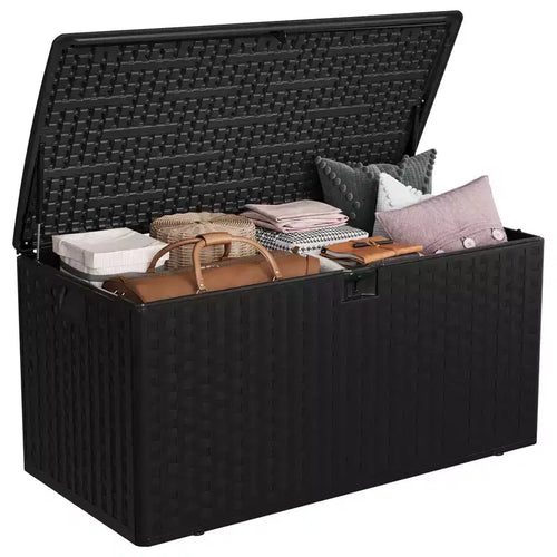 99 Gallon Waterproof Lockable Resin Deck Box, Outdoor Storage with Lid for Patio Cushions, Garden Tools & Pool Accessories, Indoor & Outdoor