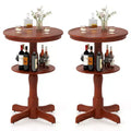 Costway 2PCS 2-Tier Round High Top Table w/ Storage Shelf & Pedestal Base for Kitchen