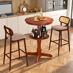 Costway Lot de 2 Tables Hautes Rondes à 2 Niveaux avec Étagère de Rangement et Pied Central pour Cuisine