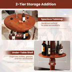 Costway Lot de 2 Tables Hautes Rondes à 2 Niveaux avec Étagère de Rangement et Pied Central pour Cuisine