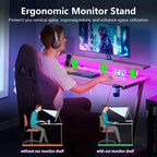 Bureau de jeu rose de 55 pouces, en forme de L, avec étagères et support d'écran, poste de travail de gamer pour petite pièce, design en fibre de carbone, cadre robuste