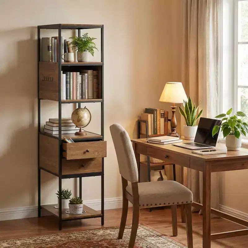 Meuble de rangement FurnitureR avec tiroirs, étagère bibliothèque multi-niveaux avec crochets et station d'alimentation pour animaux, armoire de rangement pour salon, placard, entrée