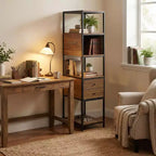 Meuble de rangement FurnitureR avec tiroirs, étagère bibliothèque multi-niveaux avec crochets et station d'alimentation pour animaux, armoire de rangement pour salon, placard, entrée