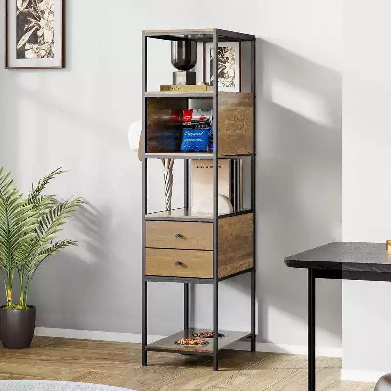 Meuble de rangement FurnitureR avec tiroirs, étagère bibliothèque multi-niveaux avec crochets et station d'alimentation pour animaux, armoire de rangement pour salon, placard, entrée