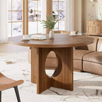 Table à manger ronde de 47 po peu encombrante pour 4 à 6 personnes - Meuble de cuisine et de salon moderne - Piètement robuste