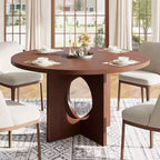 Table à manger ronde de 47 po peu encombrante pour 4 à 6 personnes - Meuble de cuisine et de salon moderne - Piètement robuste