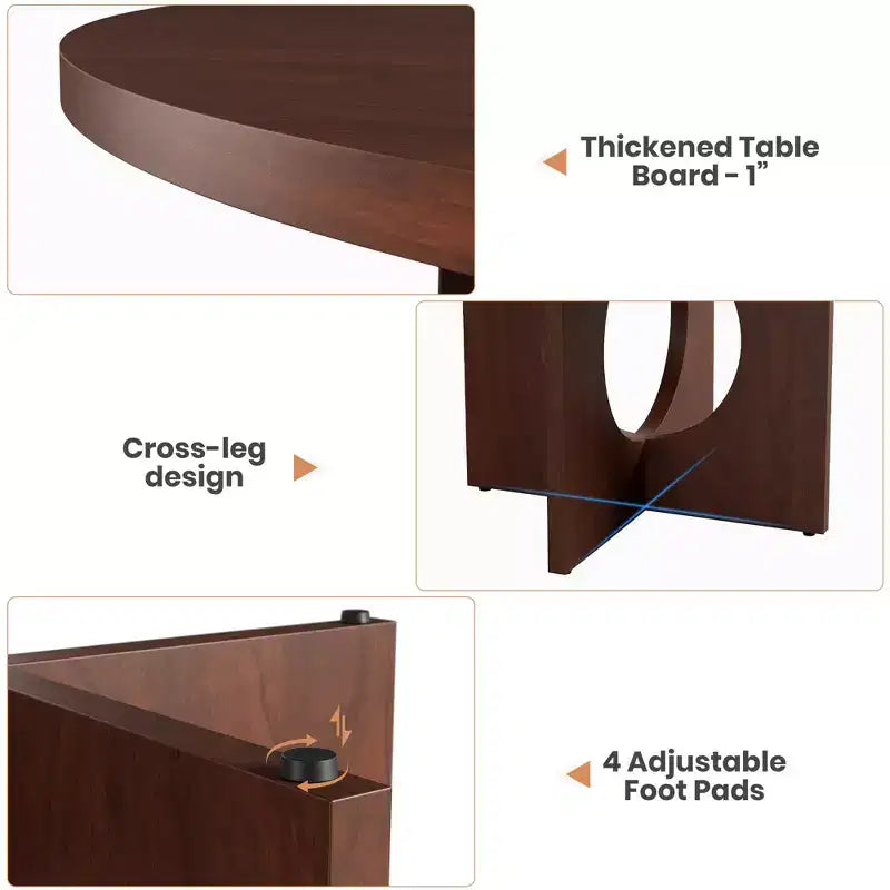 Table à manger ronde de 47 po peu encombrante pour 4 à 6 personnes - Meuble de cuisine et de salon moderne - Piètement robuste