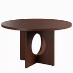 Table à manger ronde de 47 po peu encombrante pour 4 à 6 personnes - Meuble de cuisine et de salon moderne - Piètement robuste